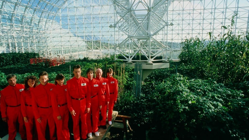 Spaceship Earth: The group seal themselves inside a gigantic, self-sustaining, $150 million glass biosphere.