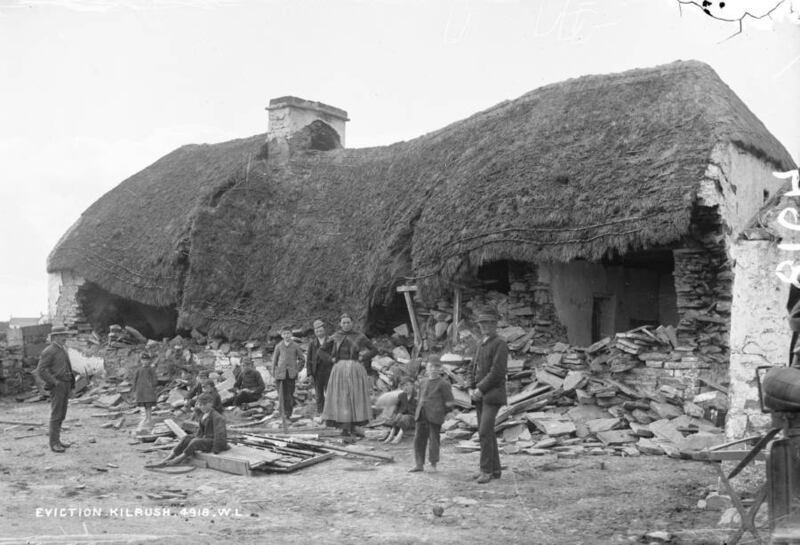Romantic Ireland: a house is demolished in the 1880s, in order to evict a family. Photograph: Robert French/Lawrence Collection/National Photographic Archive