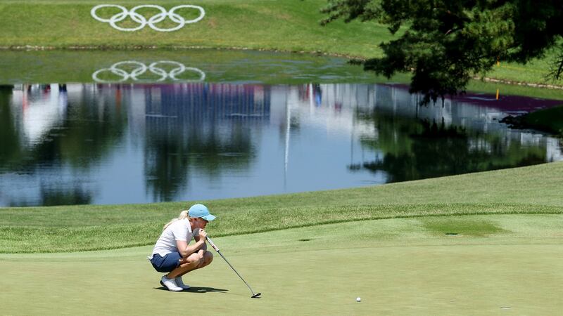 Ireland’s Stephanie Meadow on the 10th green during her third round. Photograph: Bryan Keane/Inpho