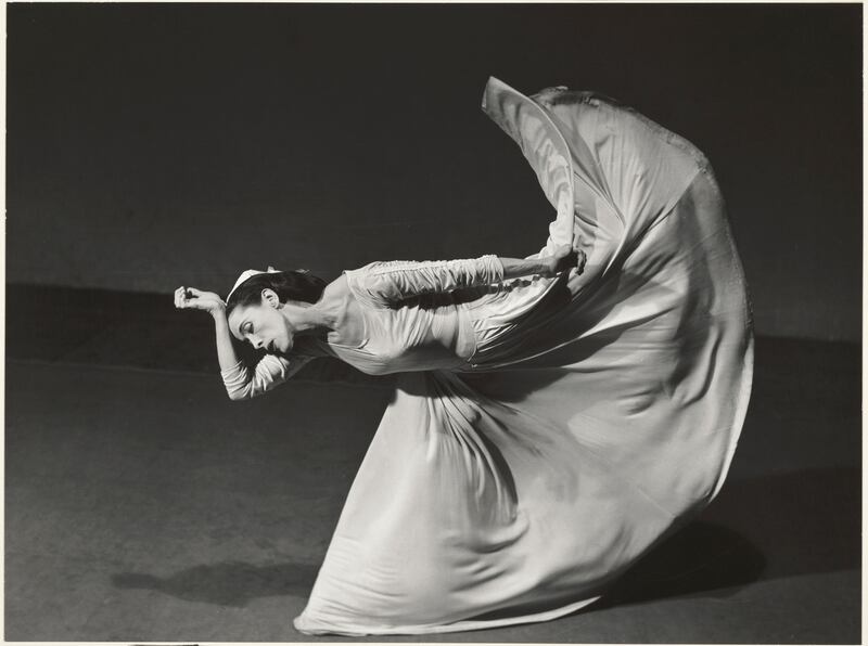 Barbara Morgan’s study of Martha Graham from her Dancers series; 1940. Gelatin silver print. Bank of America Collection