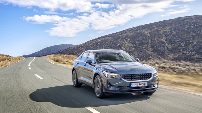 Shorn of badges and identifying marks bar the two colour-keyed Polestar ‘compass’ logos, and a little stencil on the door, the Polestar 2 looks lean and muscular.