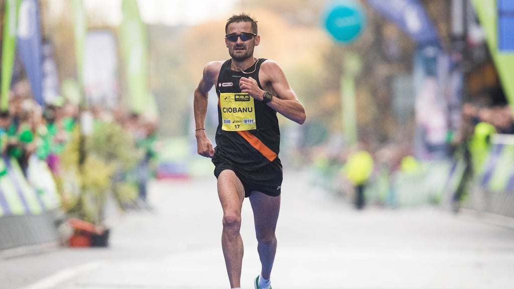 A competitor in the Dublin Marathon last year. Jerry Kiernan’s time of 2:13:45, set in 1982, remains the fastest run by an Irish man in Dublin. Photograph: Ryan Byrne/Inpho