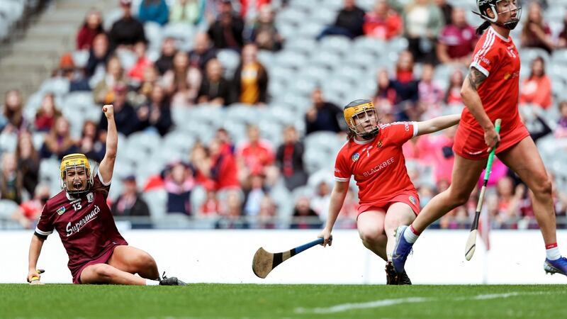 Galway’s Siobhan McGrath celebrates scoring against Dublin. Photograph: Brian Reilly-Troy/Inpho