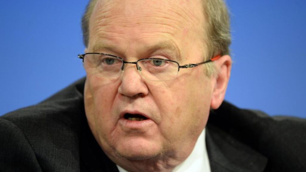 Minister for Finance Michael Noonan rounded on Fianna Fail in a sharp attack during a Dail debate on the ongoing controversy over the sale of Siteserv. Photograph: Eric Luke