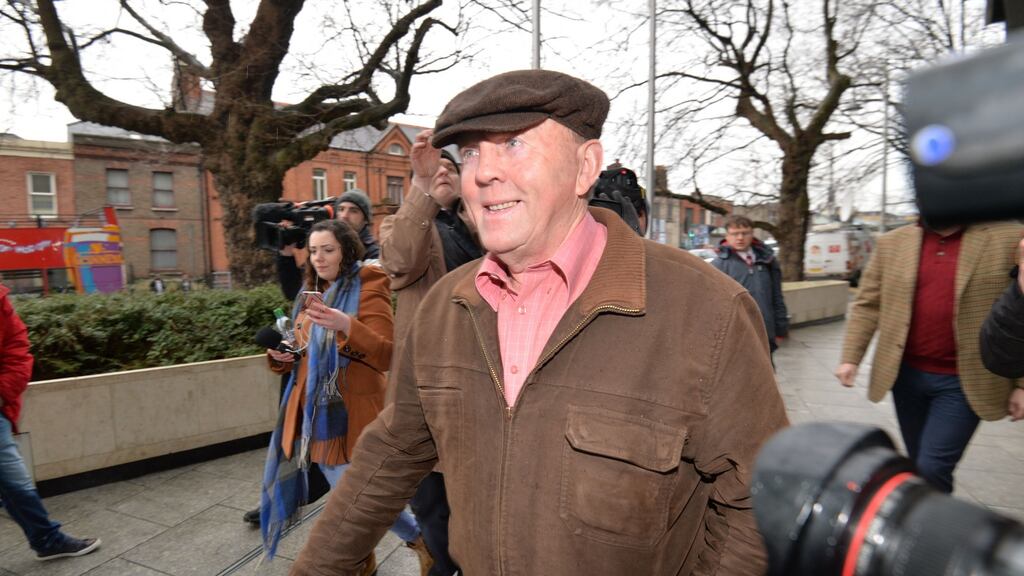 Thomas ‘Slab’ Murphy outside the Special Criminal Court in February ahead of his sentencing hearing for tax evasion. Photograph: Alan Betson/The Irish Times
