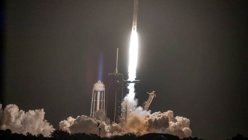 The SpaceX mission lifts off on a Falcon 9 rocket at the Kennedy Space Center, Florida. Photograph: Cristobal Herrera-Ulashkevich/EPA