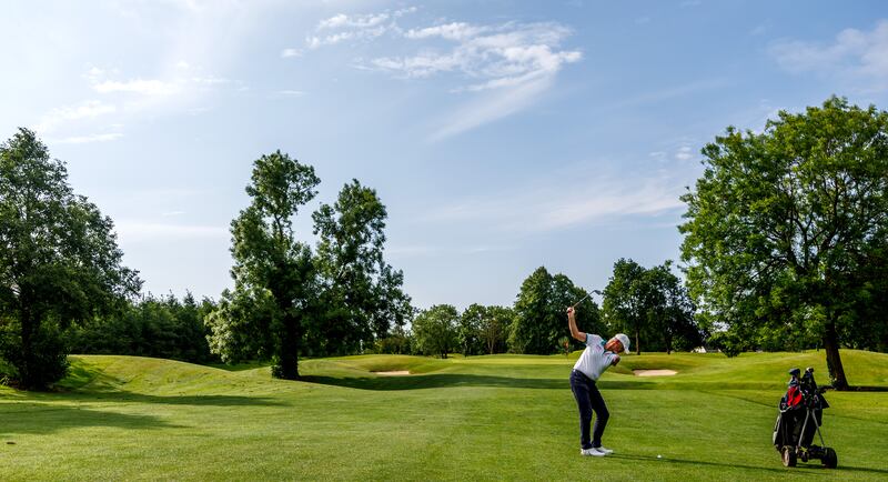 Brendan Swan in action during the 2025 Handa Irish G4D Open at Roganstown. Photograph: James Crombie/Inpho