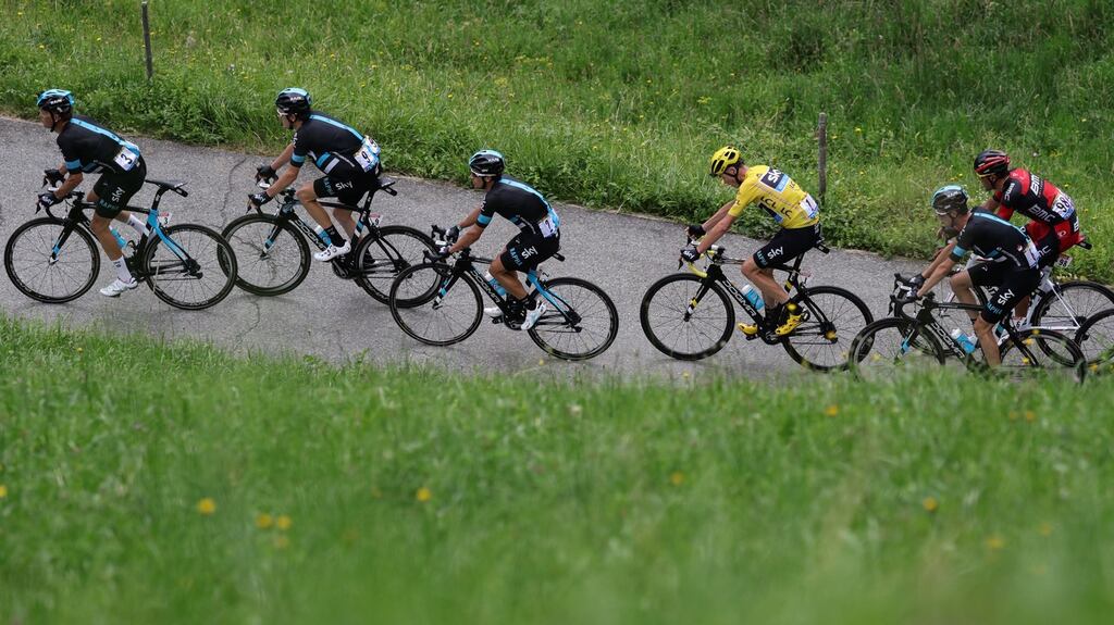 On the road rather than the fairway. Photograph: Kenzo Tribouillard/AFP/Getty Images