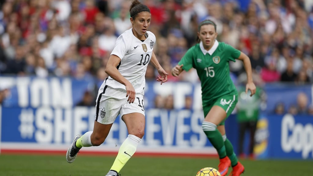 Carli Lloyd bagged a hattrick as the USA beat Ireland women 5-0 in San Diego. Photograph: Getty