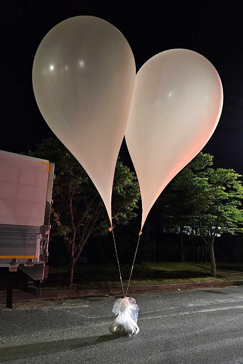 South Korea has recently retaliated for North Korea’s waste-carrying balloon launches with propaganda loudspeaker broadcasts at border areas. Photograph: South Korea defence ministry/AP