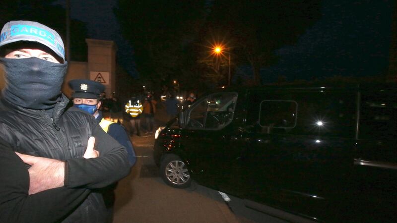 A black van carrying Gerry Hutch arriving at the Criminal Courts of Justice Court in Dublin on Wednesday evening. Photgraph: Collins Courts