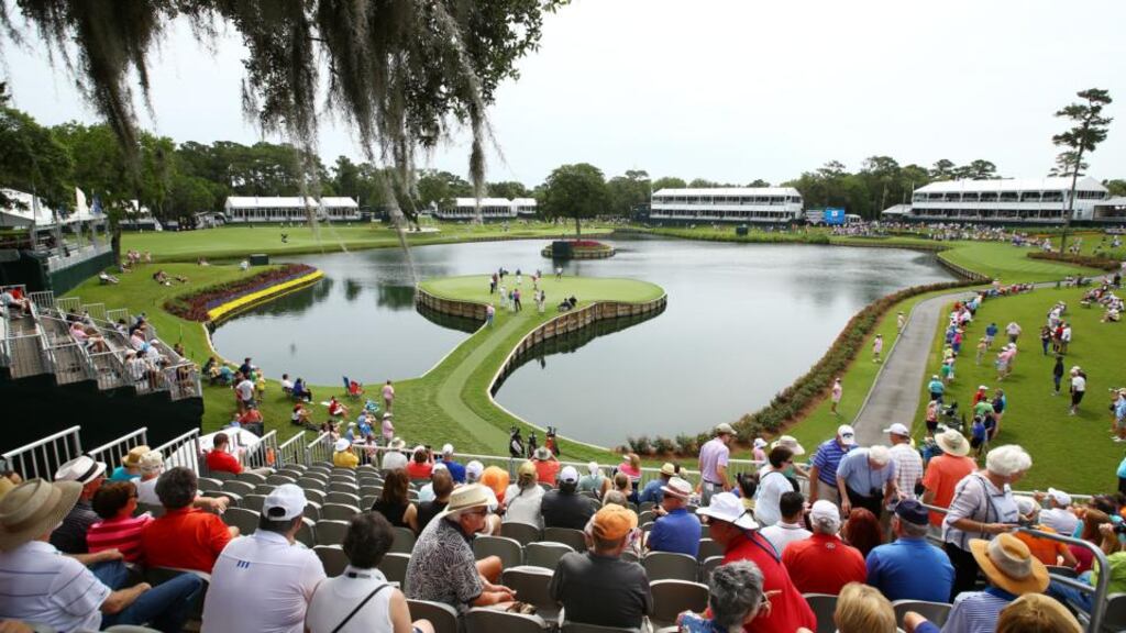 A general view of the 17th green at the TPC Sawgrass Stadium course in Ponte Vedra Beach, Florida. Photo: Richard Heathcote/Getty Images
