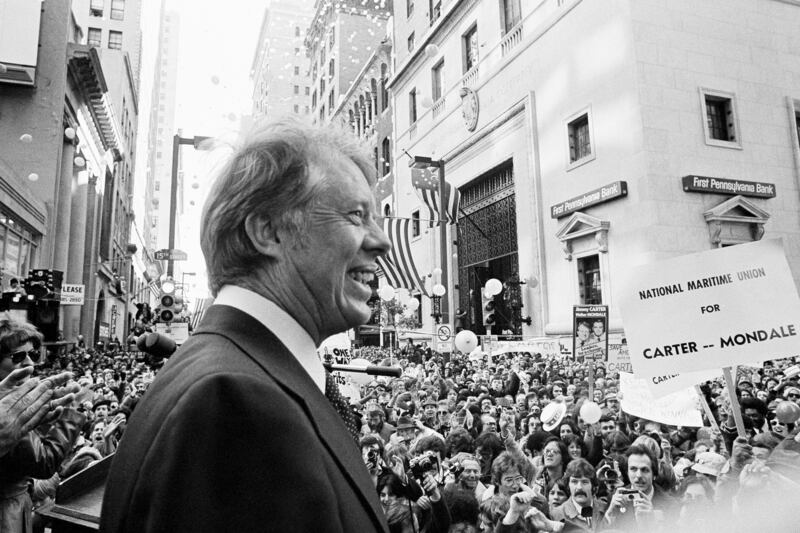 An estimated 35,000 people gathered in Philadelphia in October 1976 for a speech by then-presidential candidate Jimmy Carter. Photograph: AP