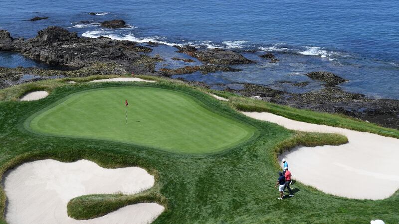 The famous 7th hole  at Pebble Beach is just over 100 yards but it’s a par-three full of danger. Photograph:  Harry How/Getty Images
