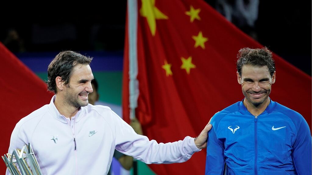 Roger Federer beat Rafael Nadal in straight sets to win the Shanghai Masters. Photograph: Aly Song/Reuters