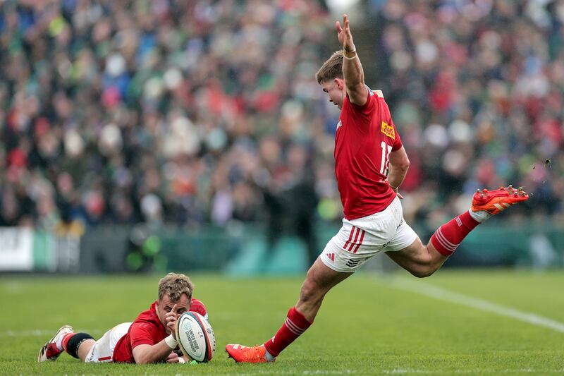 Munster's Jack Crowley kicks a conversion. Photograph: Laszlo Geczo/Inpho