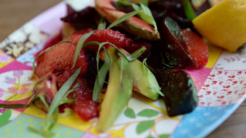 Avocado and roast beetroot salad. Photograph: Cyril Byrne