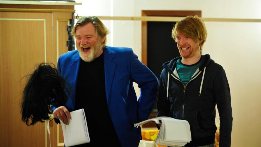 Brendan and Domhnall Gleeson during rehearsals for ‘The Walworth Farce’. Midweek tickets for the Olympia Theatre are still available. Photograph: Aidan Crawley