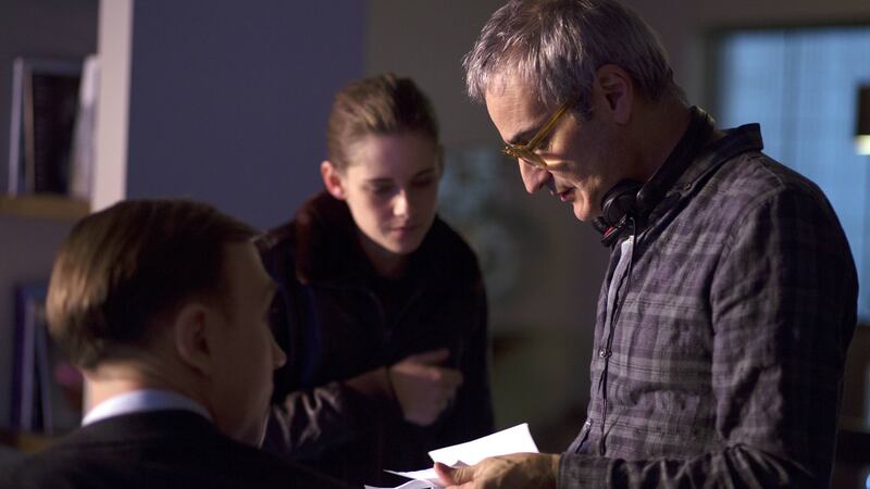Director Olivier Assayas and Kristen Stweart on the set of Personal Shopper