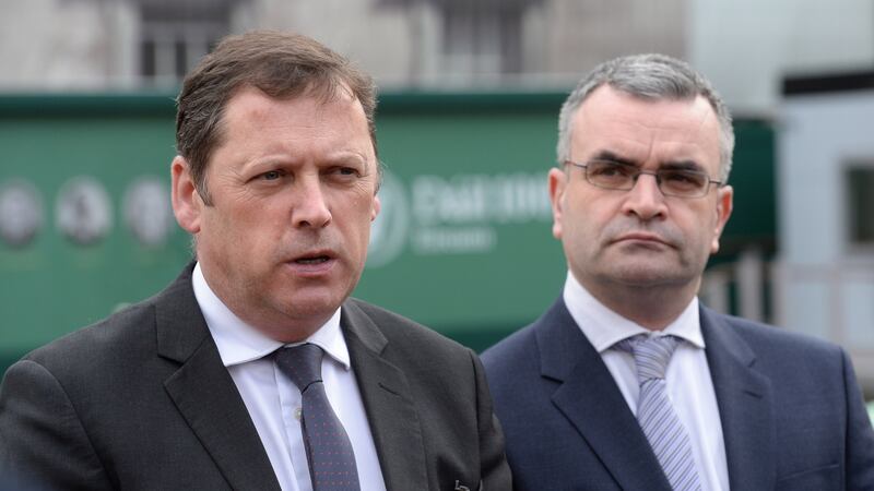 Dara Calleary is the second minister for agriculture to resign from the current administration. His predecessor, Barry Cowen (left), was sacked in mid-July. Photograph: Dara Mac Dónaill/The Irish Times