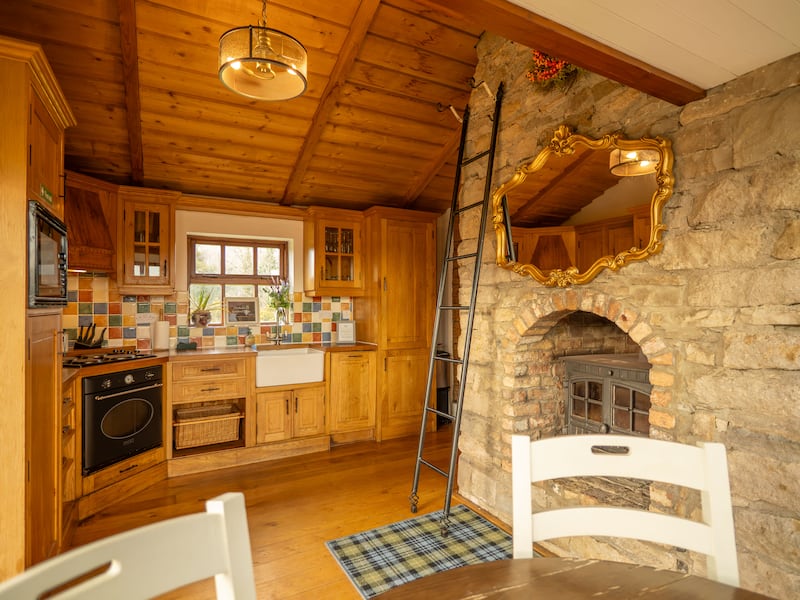 Kitchen, with wood-burning stove