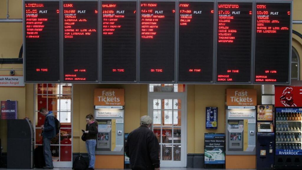 File photo of Heuston Station, Dublin. Irish Rail users trying to pay for their tickets with the new €5 note continue to experience difficulties as ticket machines won’t accept them. Photograph: Aidan Crawley/The Irish Times