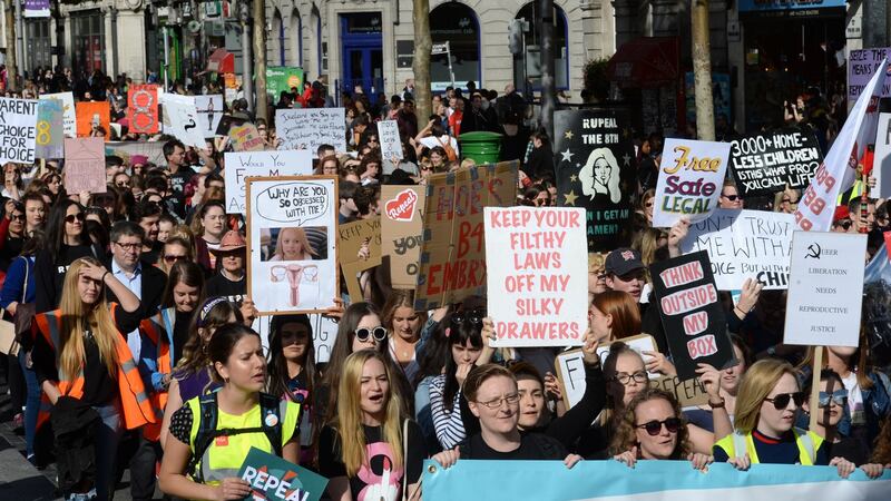 The March for Choice which took place in Dublin on Saturday. Photograph: Dara Mac Dónaill