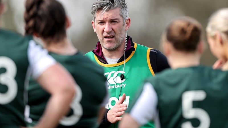 Ireland head coach Greg McWilliams at Ireland Women’s Rugby Squad Training at Sport Ireland Campus, Blanchardstown. Photograph: Laszlo Geczo/Inpho