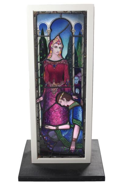 Harry Clarke stained glass window The Wooing of Emer by Cuchulainn €6,000- €8,000 Fonsie Mealy
