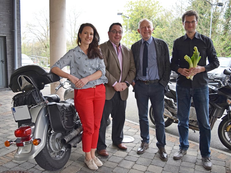 The APC Microbiome team - From left: Dr Harriet Schellekens, Prof John Cryan, Prof Ted Dinan and Dr Marcus Boehme, who are based at the SFI research centre at University College Cork. Photograph: Dr Ken O’Riordan