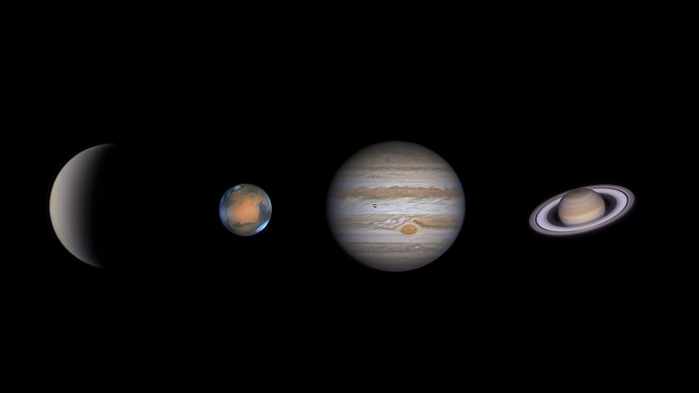 ‘Four Planets’: the composite image of Venus, Mars, Jupiter and Saturn was taken by John McKeon