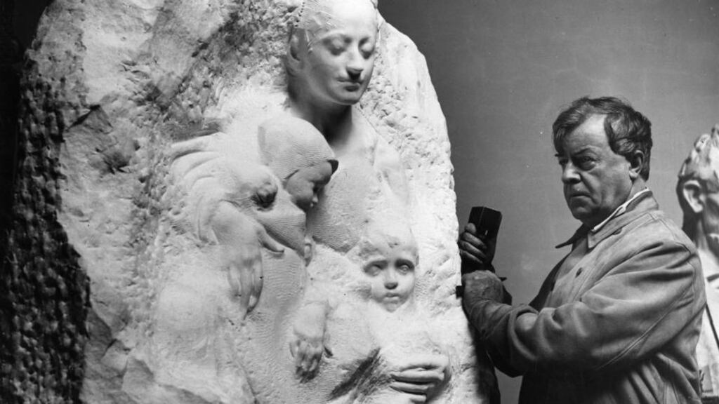 Irish Connections: Andrew O’Connor at work on his sculpture Maternity, in 1934. Photograph: Keystone/Getty