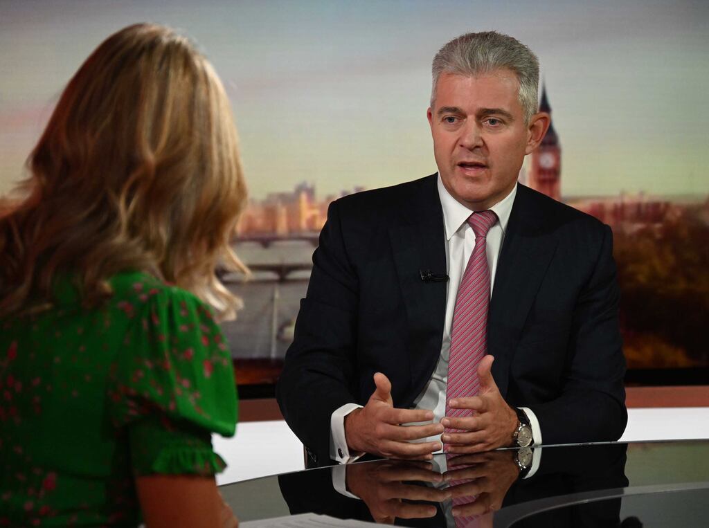 Northern Ireland secretary Brandon Lewis appearing on the BBC1 current affairs programme Sunday Morning. Photograph: BBC/PA Wire
