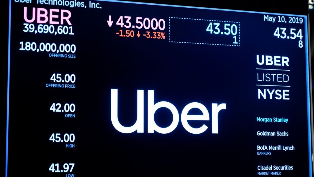 Last month’s IPO of Uber saw a tech company that is set to lose $5.4bn this year seek a stock market valuation of around $80bn. Photograph: Johannes EISELE / AFP/Getty Images