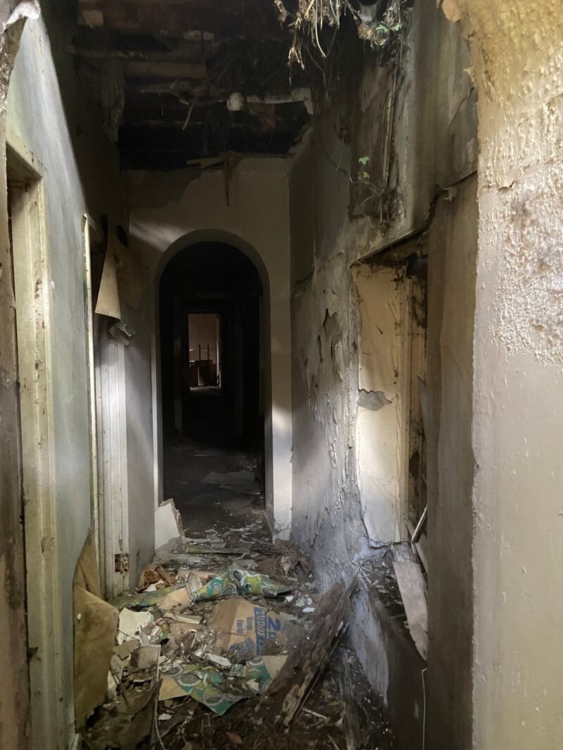 The interior of the farmhouse, abandoned since 1976.