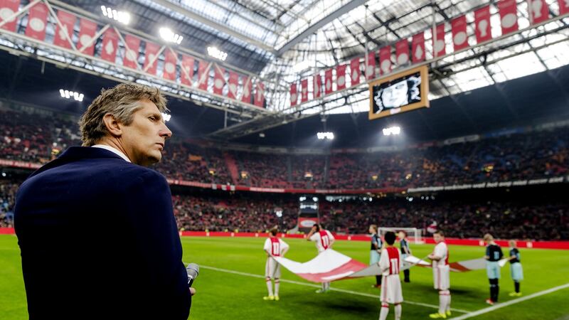 Edwin van der Sar looks on ahead of a match at the Amsterdam Arena. Photograph: Getty Images