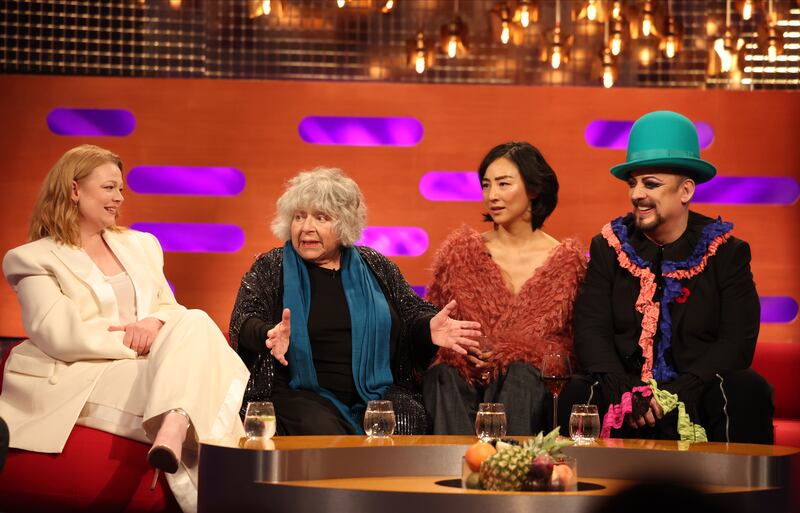 Miriam Margolyes on The Graham Norton Show in 2023 with, from left, Sarah Snook, Greta Lee and Boy George. Photograph: Isabel Infantes/PA