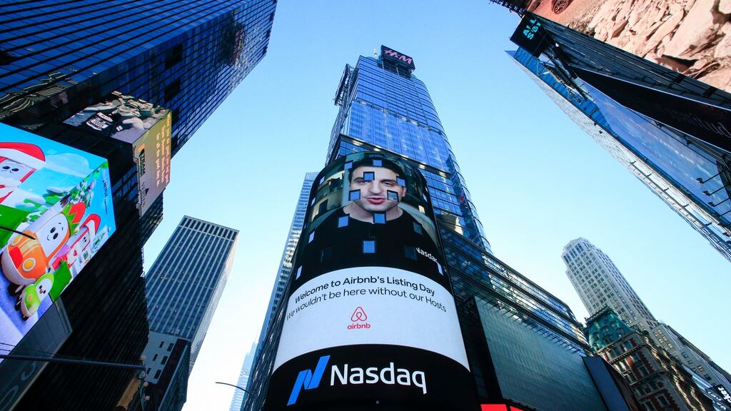 The Nasdaq fell by 9.5 per cent in January, and this tends to be an indicator of further volatility ahead. Photograph: Kena Betancur/AFP via Getty Images