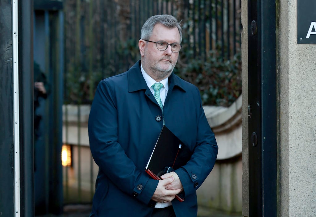 Jeffrey Donaldson has pleaded not guilty to 18 offences. Photograph: Liam McBurney/PA