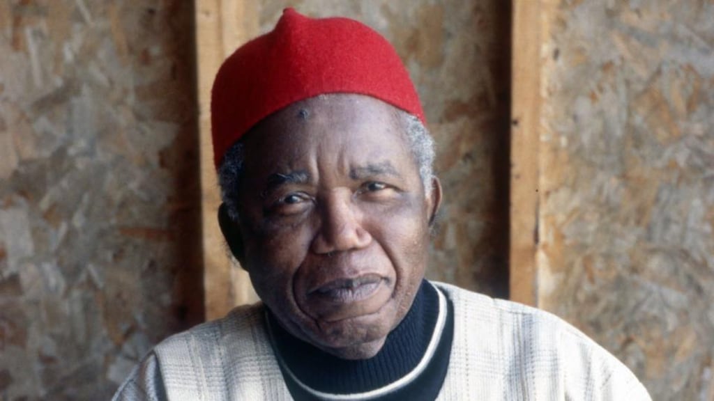 Chinua Achebe: balances the richness of African folklore and native speech with the sterile politicking inherited from outsiders, who ruled, influenced, then left, leaving their mess behind. Photograph: Jerry Bauer