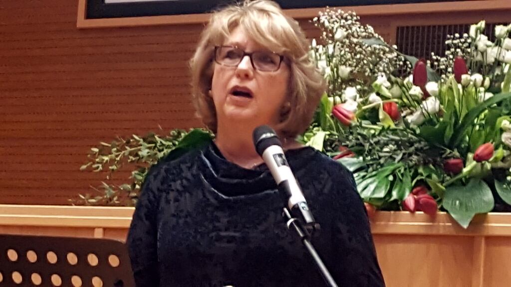 Former President Mary McAleese addressing the Voices of Faith conference in Rome. Photograph: Patsy McGarry