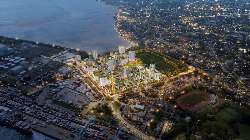 Planning permission for the former Irish Glass Bottle factory site in Dublin's docklands was granted in 2021