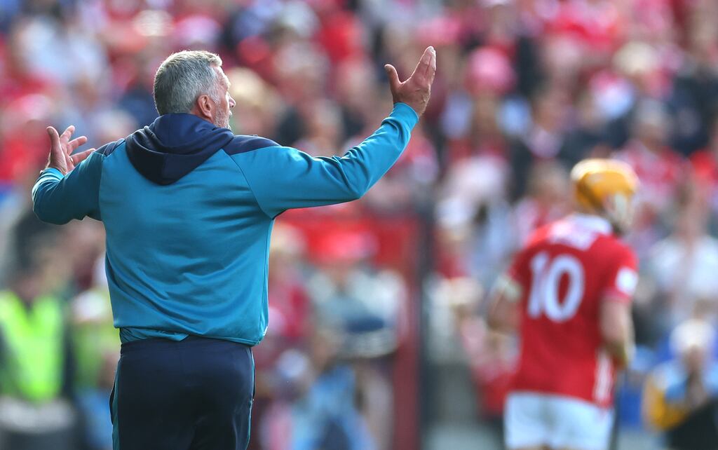 Waterford manager Peter Queally during Sunday's defeat by Cork at Páirc Uí Chaoimh. Photograph: James Crombie/Inpho