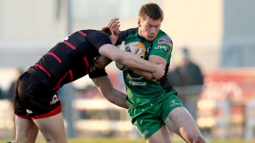 RaboDirect PRO12, The Sportsground, Co. Galway 15/2/2014Connacht vs EdinburghEdinburgh’s Dougie Fife and Eoin Griffin of ConnachtMandatory Credit ©INPHO/James Crombie