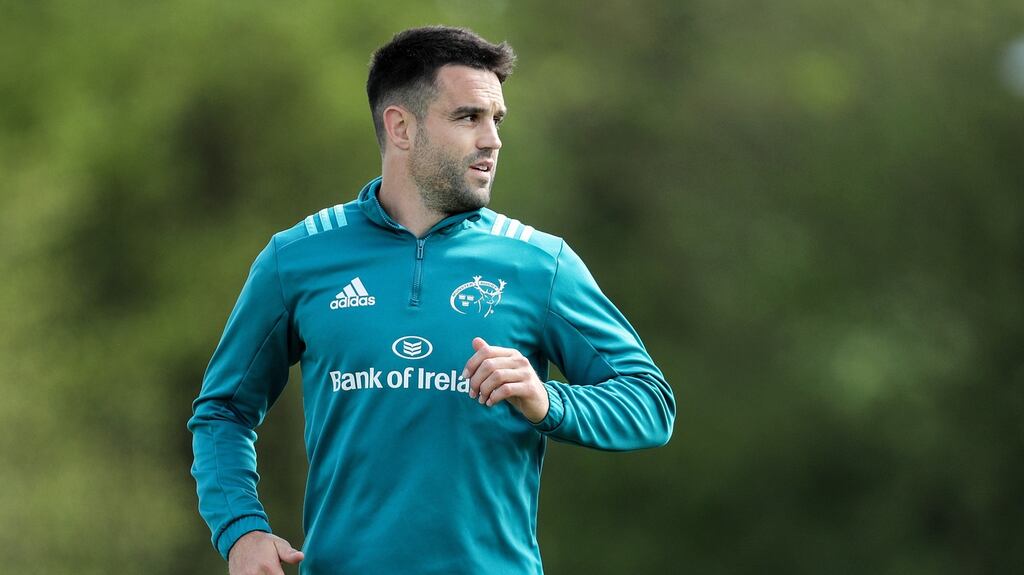 Conor Murray missed Munster’s win over Connacht after sustaining an injury during the warm-up. Photograph: Laszlo Geczo/Inpho