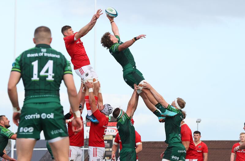 Cian Prendergast says his Gaelic football background has helped him in line outs. Photograph: Tom Maher/Inpho