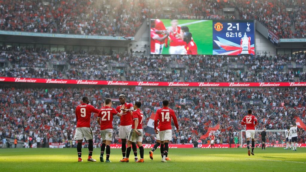 Ander Herrera celebrates scoring their winning goal. Photograph: Carl Recine/Reuters