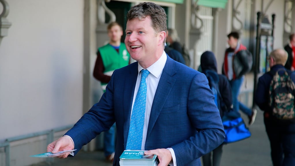 On the Campaign trail: Malcolm Byrne of Fianna Fáil canvassing at Bray Dart Station. Photograph: Nick Bradshaw/The Irish Times