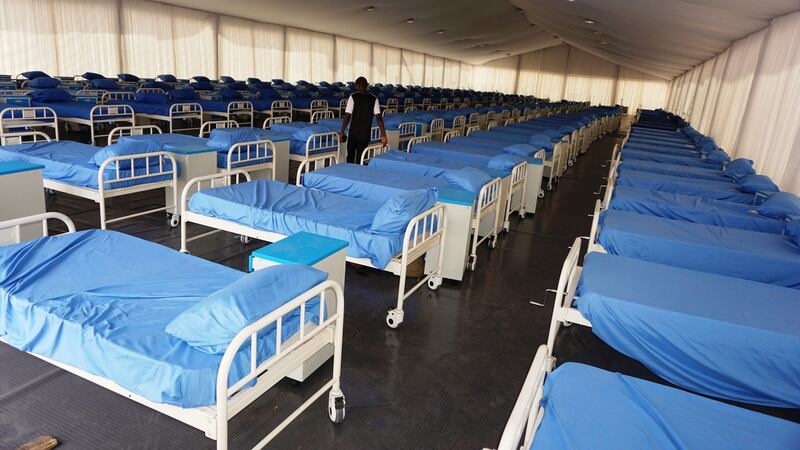 A Covid-19 coronavirus isolation centre at the Sani Abacha stadium in Kano, Nigeria. The centre is being built with donations from Kano-born Aliko Dangote, a Nigerian businessman and philanthropist and Africa’s richest man. File photograph: Getty Images