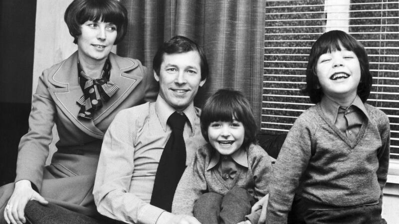 Alex Ferguson pictured with wife Cathy and twins Jason and Darren in 1977. Photograph: SSPL/Getty Images